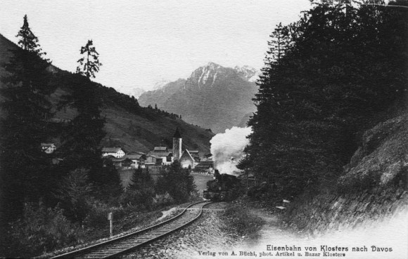 ダボスへ向かう路線を収めた古い写真（1910年）