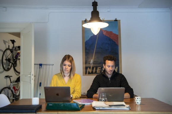 Couple working at home