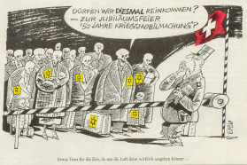 رسم كاريكاتيري بمناسبة الذكرى الخمسين لإعلان التعبئة العامة في سويسرا