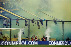Football fans during a 2018 Copa Libertadores game