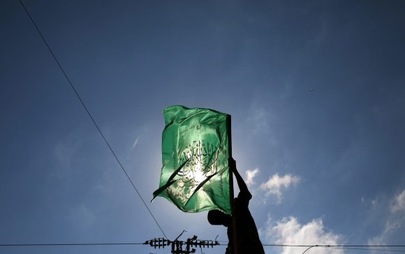 علم أخضر اللون لحركة حماس
