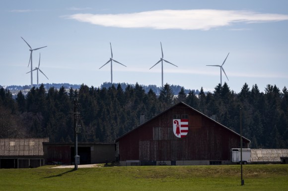 wind turbines in the Jura