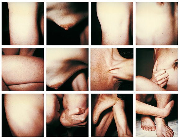 Composição de imagens com detalhes de corpo nu