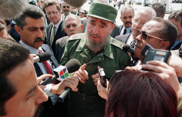 Fidel Castro on the runway of Geneva airport.