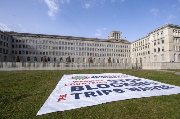 MSF demonstrate outside WTO headquarters in Geneva about TRIPS waiver