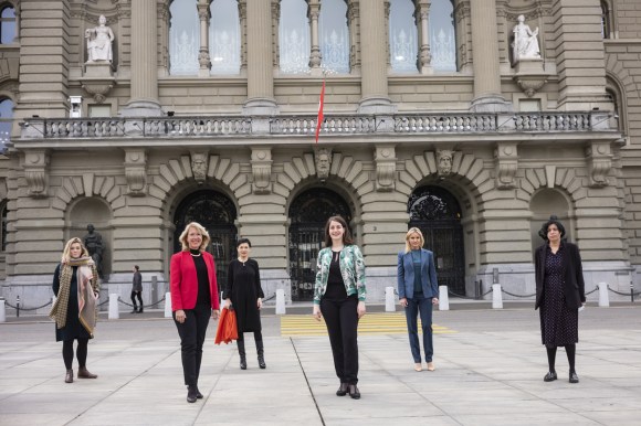 women outside parliament