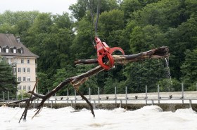 Pulling logs out of the Aare
