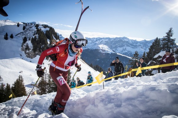 A young ski mountaineer