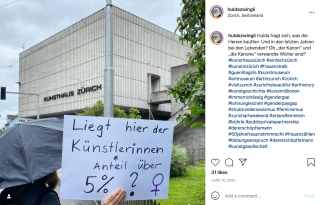 Un message devant la Kunsthaus Zürich