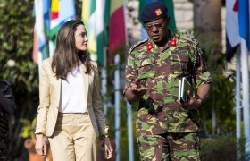 Angelina Jolie and Kenyan director of Internatzional Peace Support Training Centre