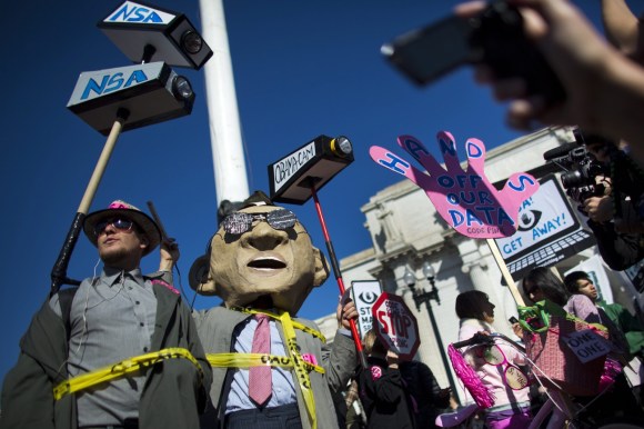 Protesters against online surveillance in Washington, D.C.