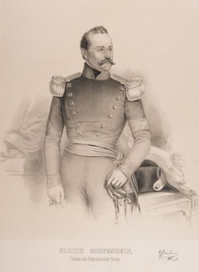 軍服姿のウルリヒ・オホゼンバイン連邦大臣の肖像画、1850年ごろ