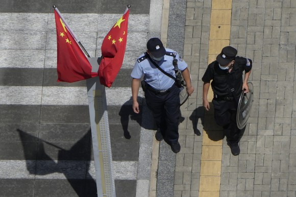 Police outside Evergrande HQ