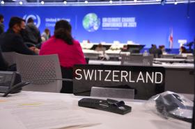 The Swiss delegation seat at the COP26 plenary (Paula Dupraz-Dobias) swiss delegation seat at COP26