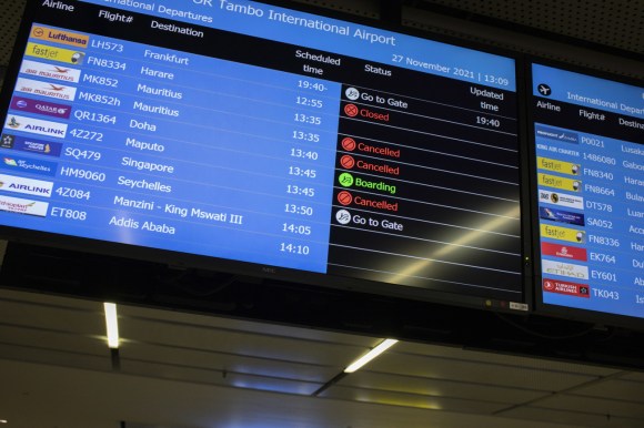 Information panel at Johannesburg airport