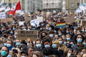 Demonstrators march against racism in Switzerland