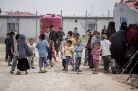 Children and women at Al Hol camp, northeastern Syria