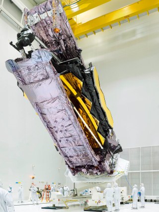 The James Webb Space Telescope in the Cleanroom at the Launch Site.