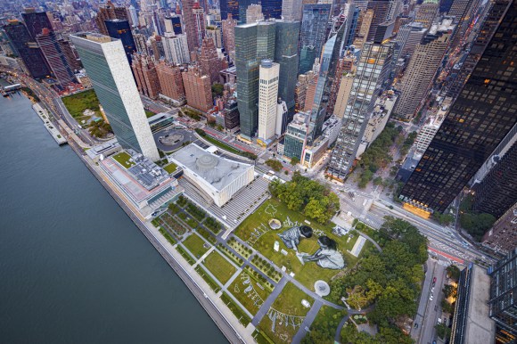 Vista aérea de la ONU en Nueva York
