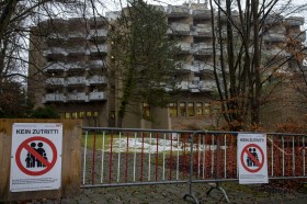 Block of flats with no access sign