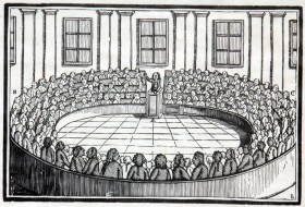 Naissance: la première séance de l'Assemblée nationale helvétique le 12 avril 1798 à l'hôtel de ville d'Aarau. (Stadtmuseum Aarau) Dessin: première séance de l Assemblée nationale helvétique