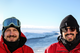 Two men in Antarctica.