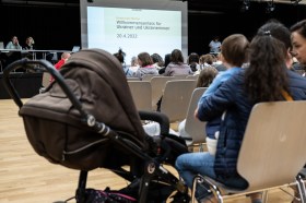 Ukrainian women and pram
