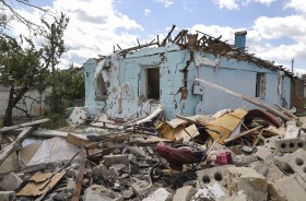 destroyed private home in Ukraine
