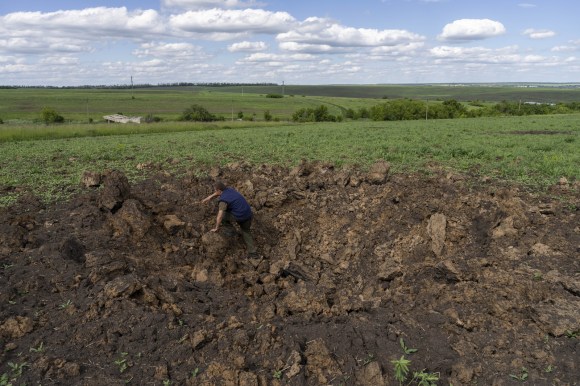 Bombed field in Ukraine