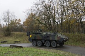 Armoured vehicle in training exercise