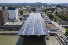 Solar panels on long building