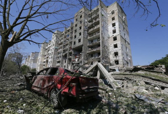 Ukraine damaged building.