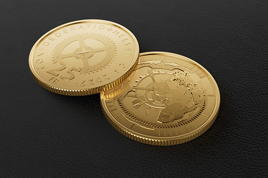 Timemachine gold coins with watchmaking engraving