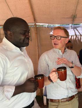 Michael Oberreiter, who heads Roche Global Access, with Professor Chite Asirwa, Director/CEO-International Cancer Institute on a visit to Kenya (Roche) Roche