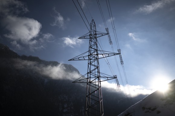 power line in snowy landscape