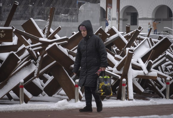 Ukrainian woman in snow