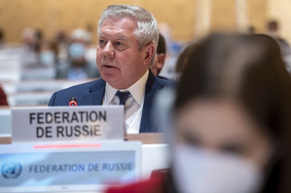 Russia s ambassador to the UN in Geneva speaks at the Human Rights Council