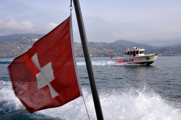 Swiss flag on a boat