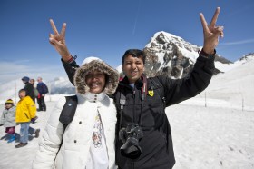 Indian tourists in the Alps