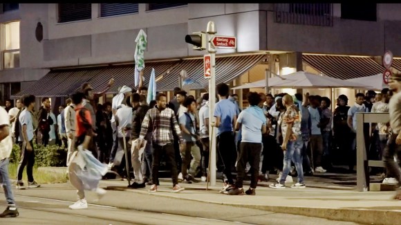Manifestación de eritreos en Opfikon, cantón de Zúrich el 2 de septiembre de 2023