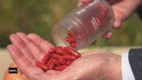 un puñado de pastillas rojas en una mano