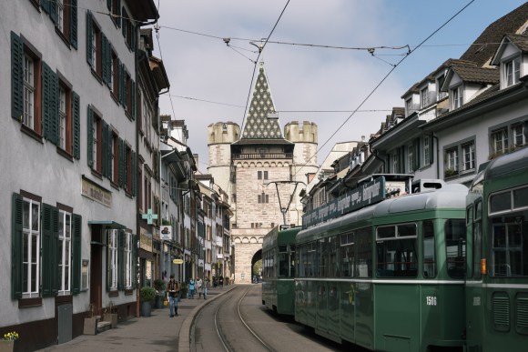 tram and cobbled street in basel