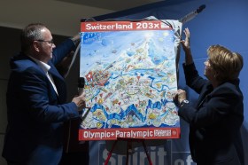 Swiss Olympic President Jürg Stahl and Sports Minister Viola Amherd