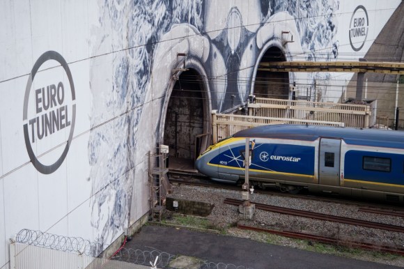 train going into Eurotunnel
